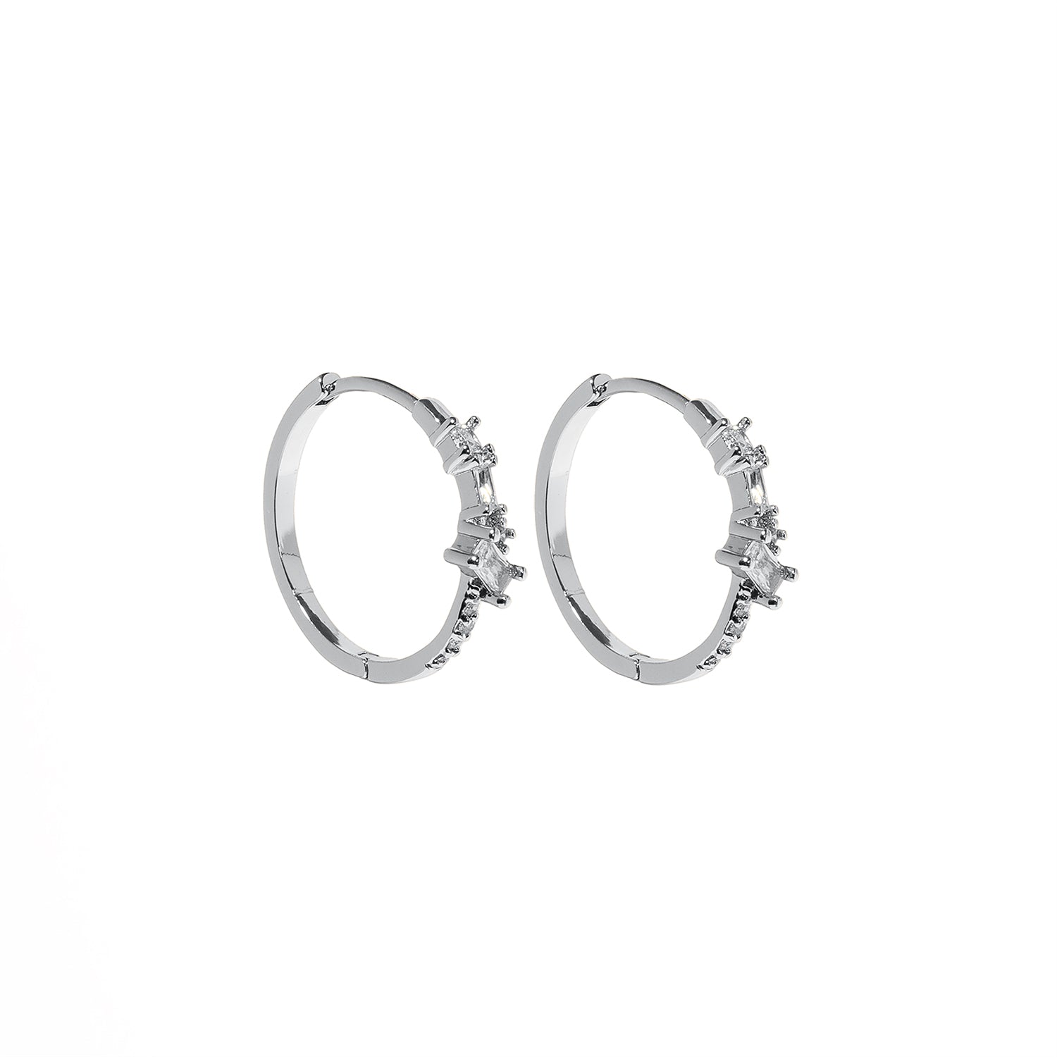 Pure and Simple Delicate Geometric Hoop Silver Earrings