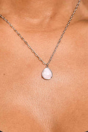 Pure and Simple Semi Precious Teardrop Silver Necklace