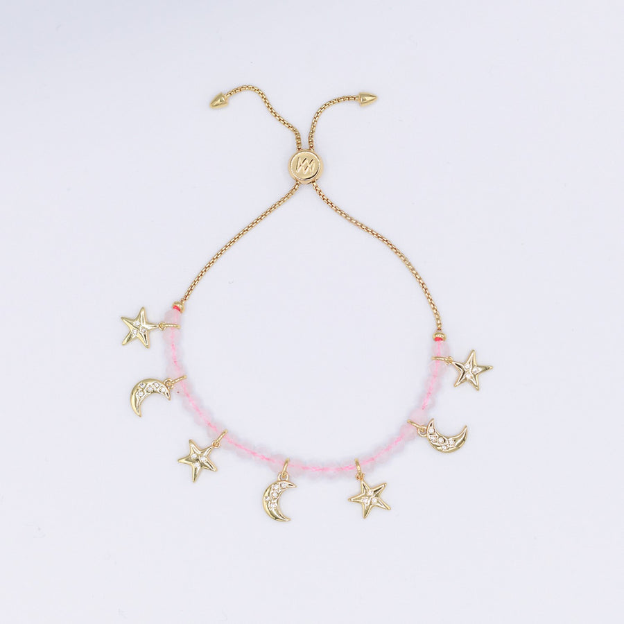Semi Precious Moon and Stars Bracelet