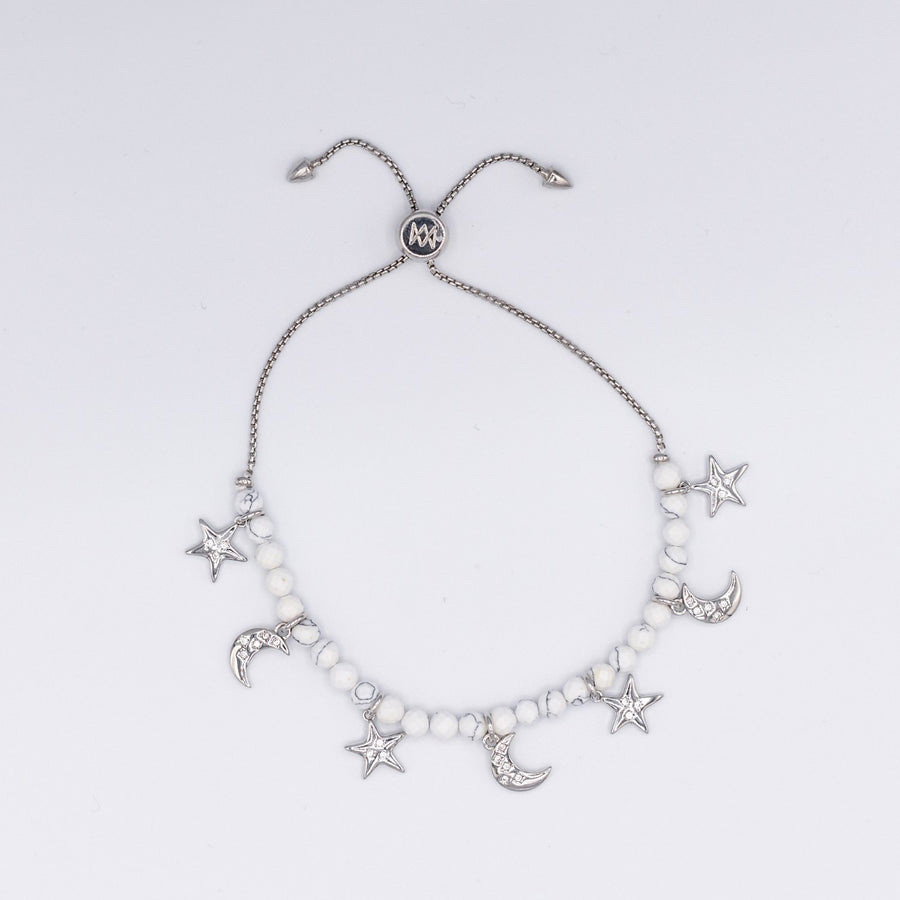 Semi Precious Moon and Stars Bracelet