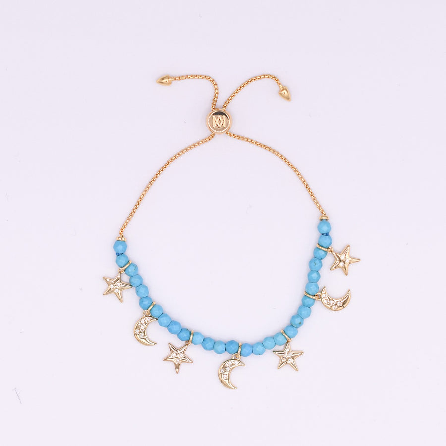 Semi Precious Moon and Stars Bracelet