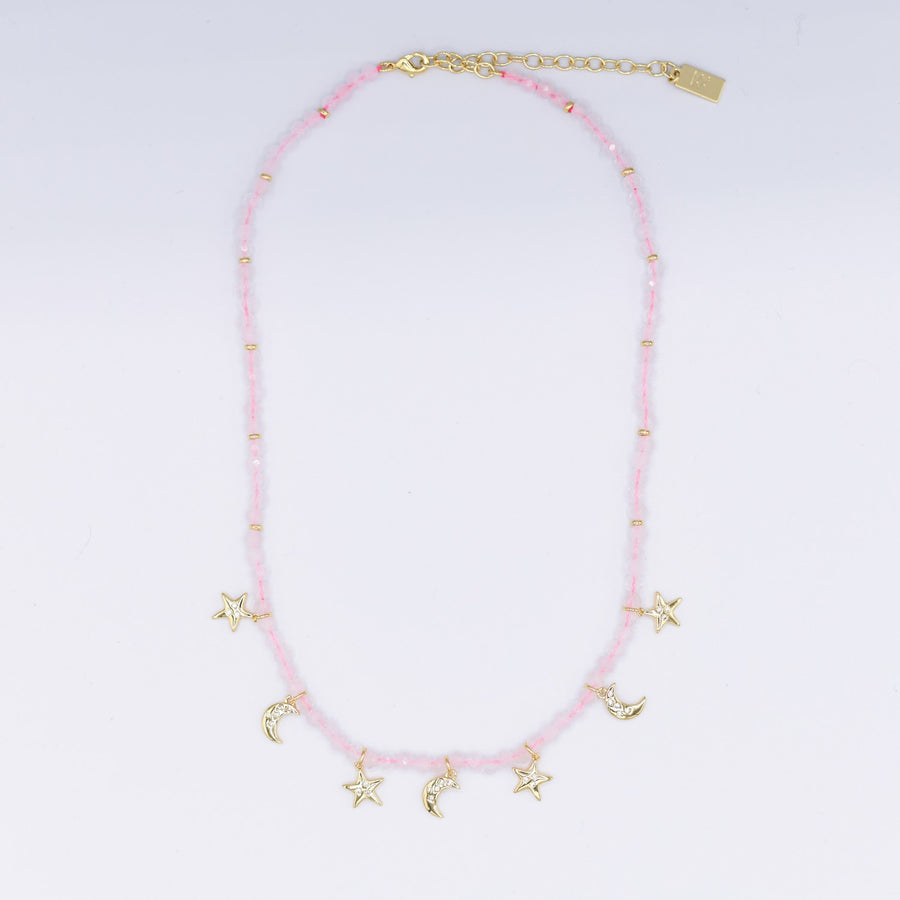 Semi Precious Moon and Stars Necklace