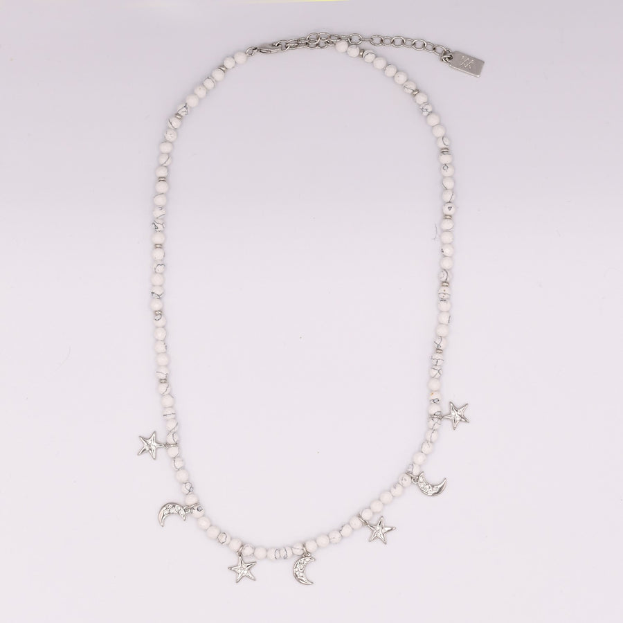 Semi Precious Moon and Stars Necklace