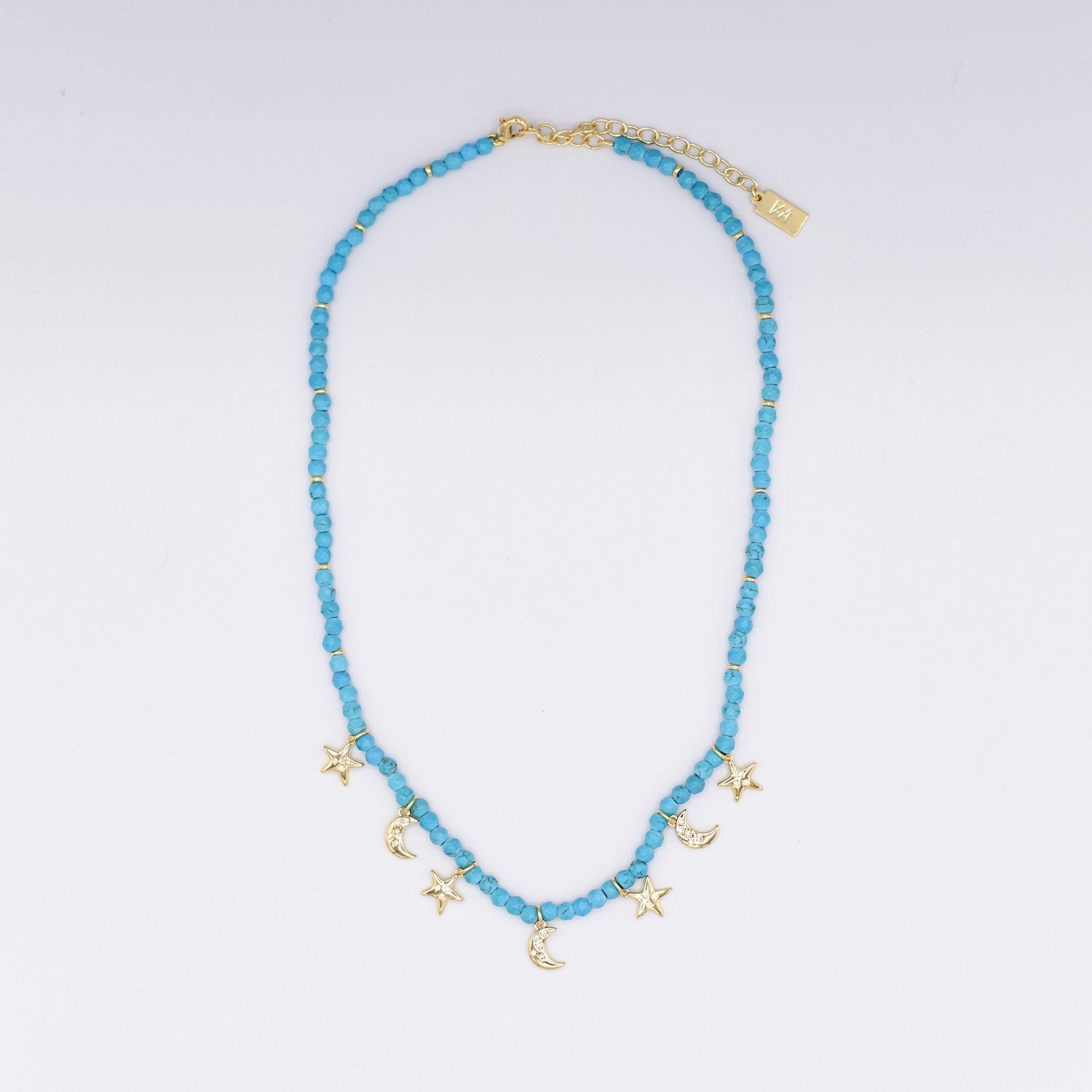 Semi Precious Moon and Stars Necklace