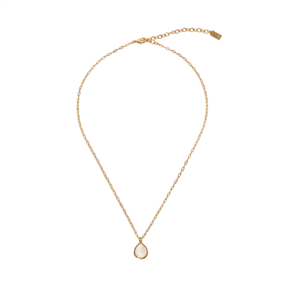 Pure and Simple Semi Precious Teardrop Gold Necklace