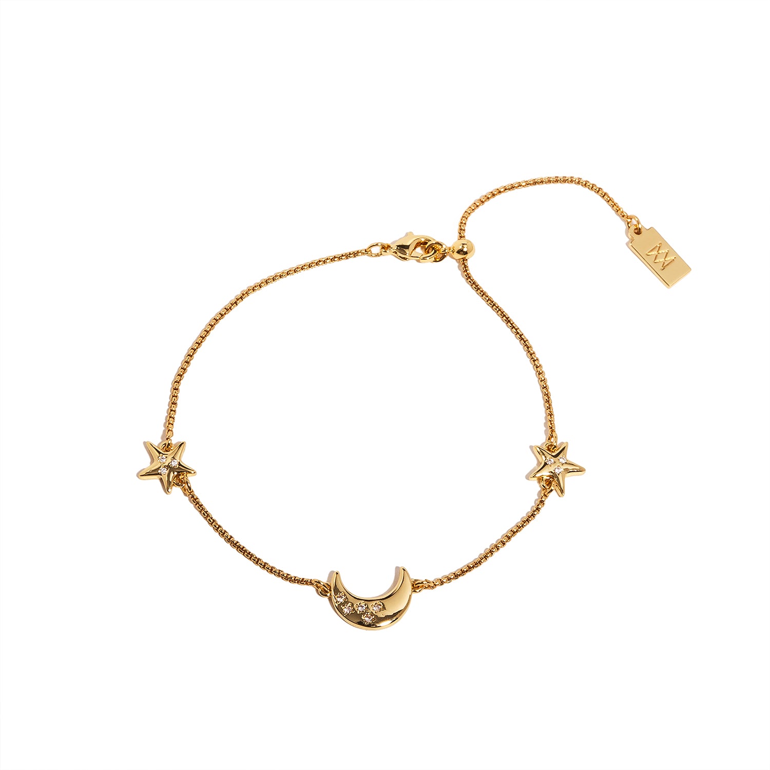 Moon & Star Adjustable Gold Bracelet