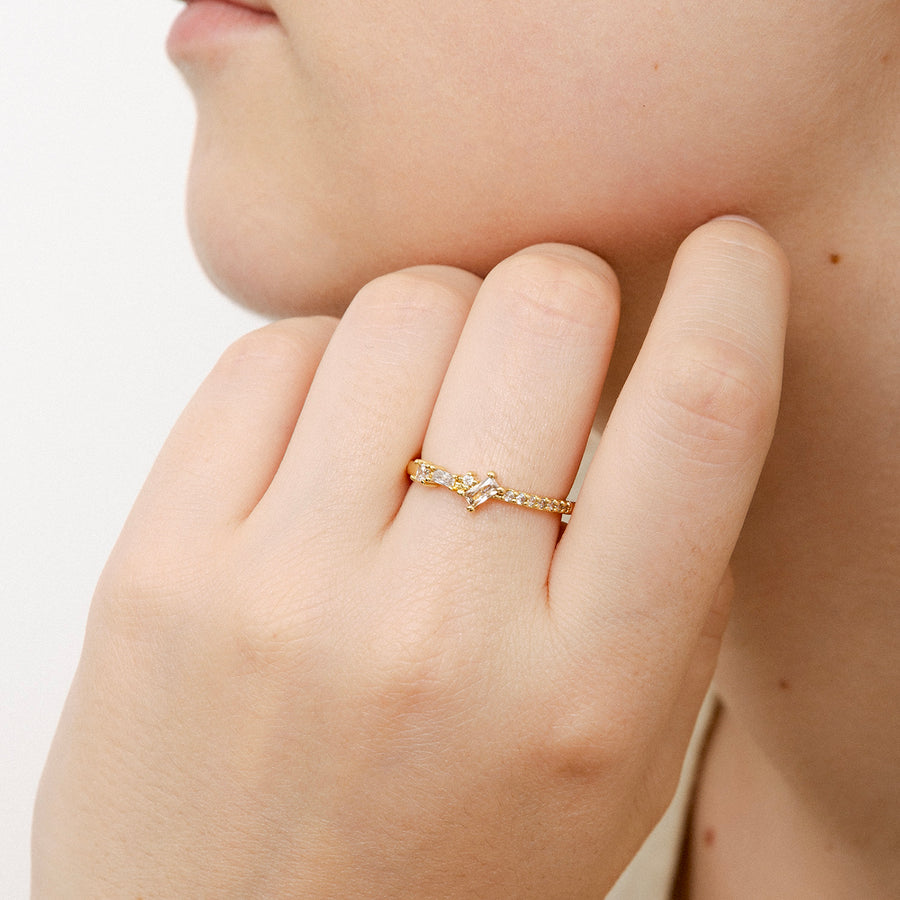 Pure and Simple Delicate Geometric Gold Ring