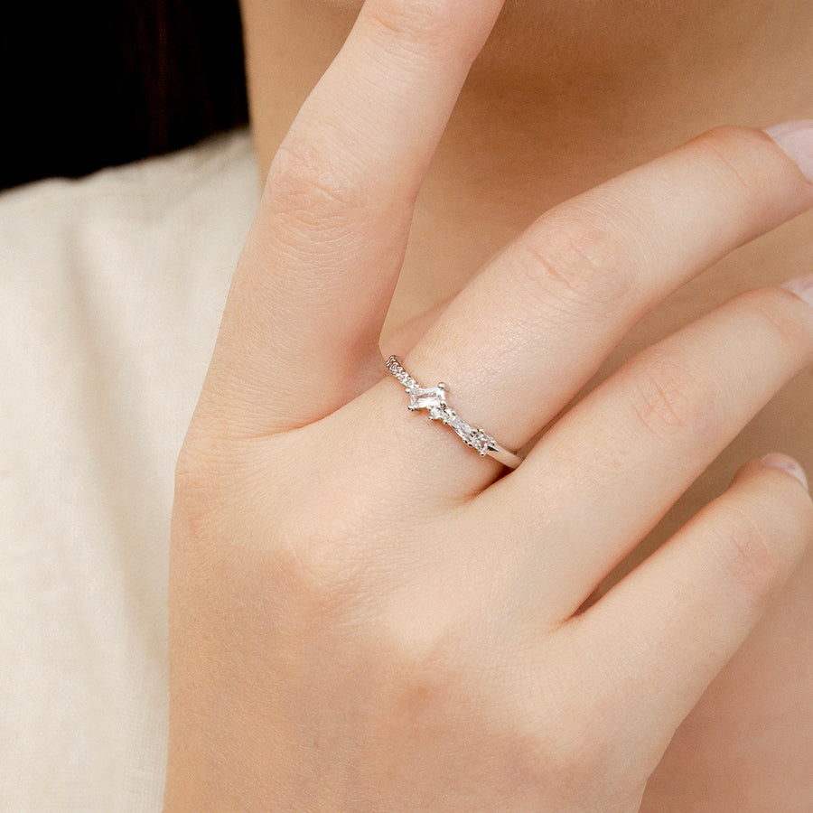 Pure and Simple Delicate Geometric Silver Ring