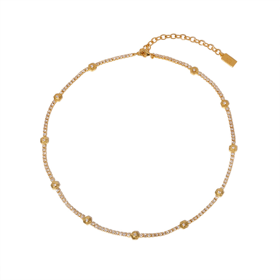 Pure and Simple Hexagon Tennis Gold Necklace