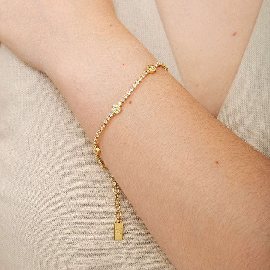 Pure and Simple Hexagon Tennis Gold Bracelet