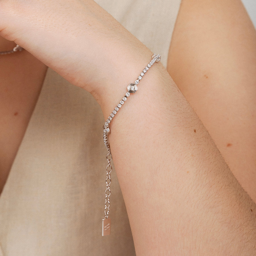 Pure and Simple Hexagon Tennis Silver Bracelet