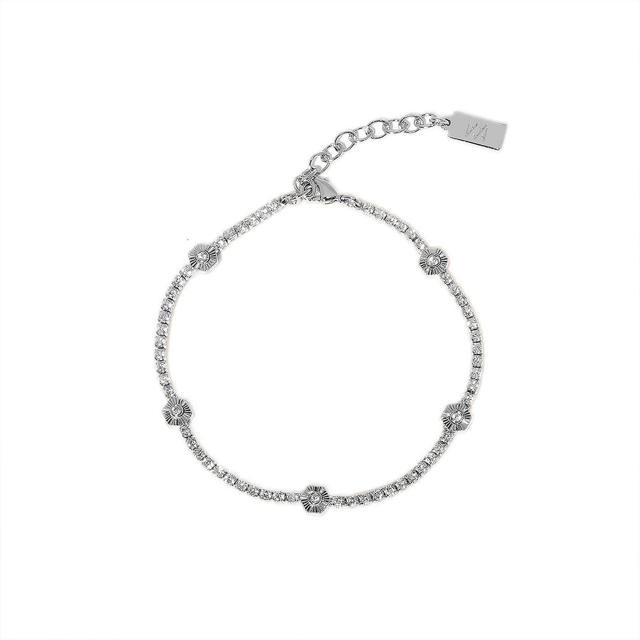 Pure and Simple Hexagon Tennis Silver Bracelet