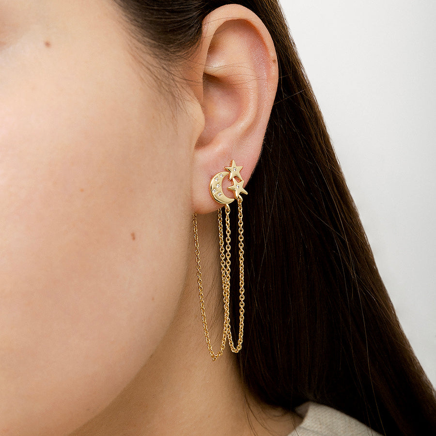 Moon & Star Gold Earrings