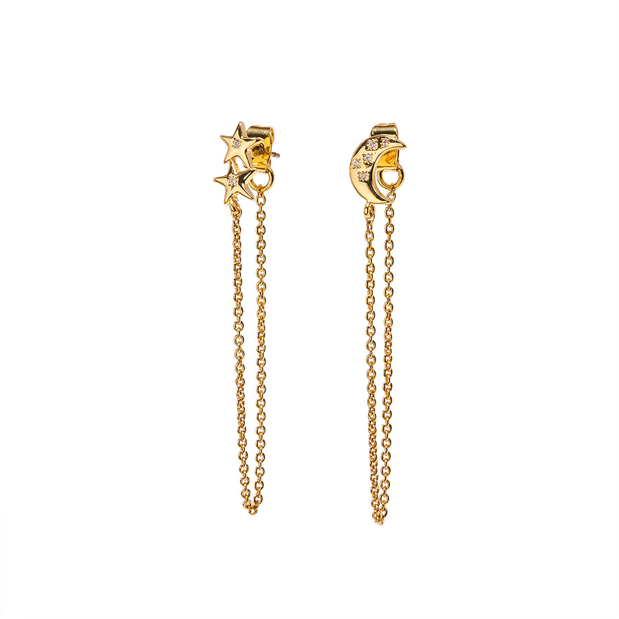 Moon & Star Gold Earrings