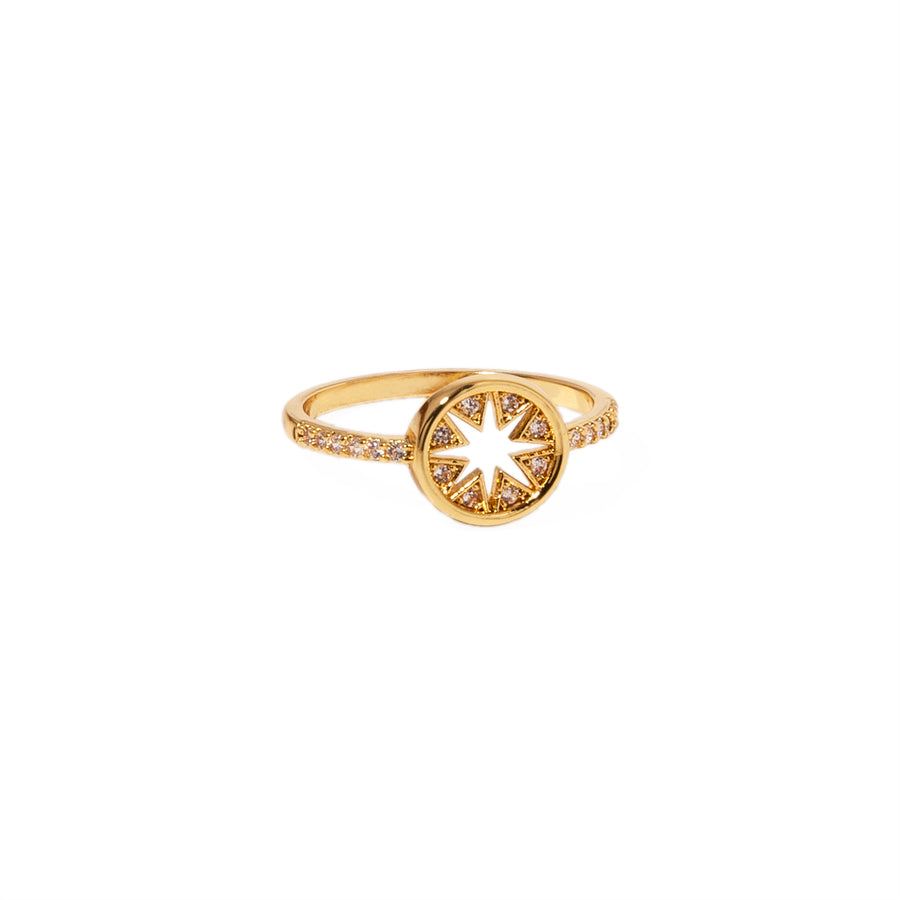 Three Times a Charm Starburst Gold Ring