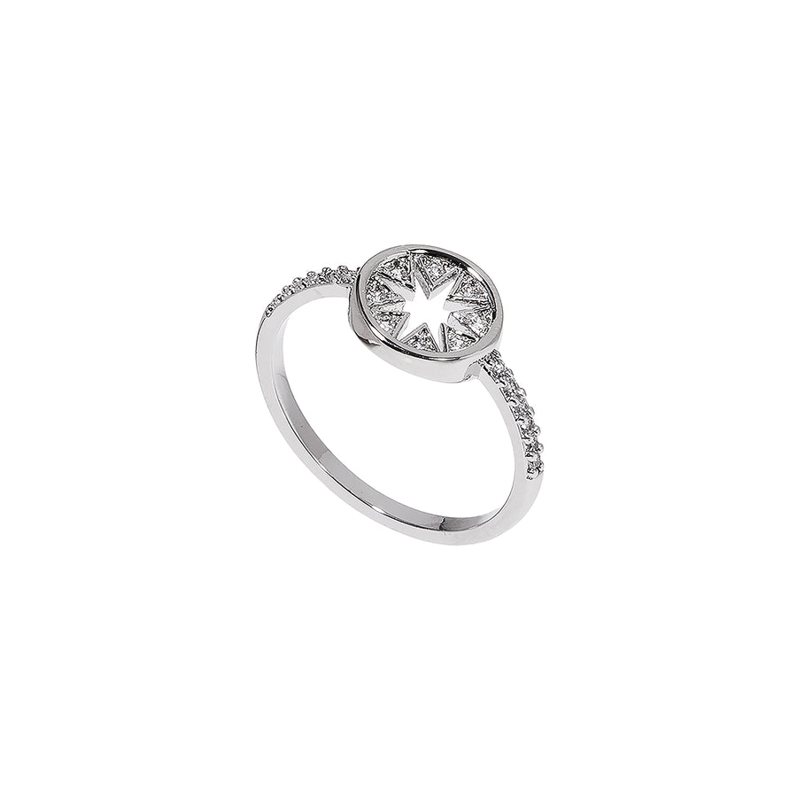 Three Times a Charm Starburst Silver Ring