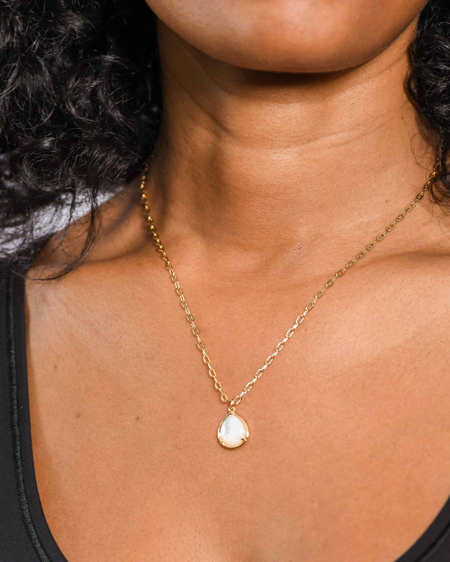 Pure and Simple Semi Precious Teardrop Gold Necklace