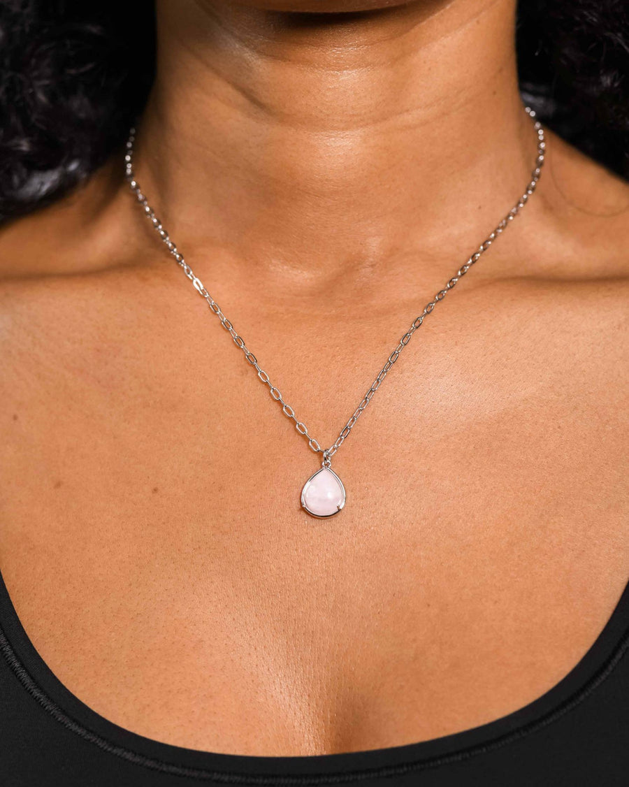 Pure and Simple Semi Precious Teardrop Silver Necklace