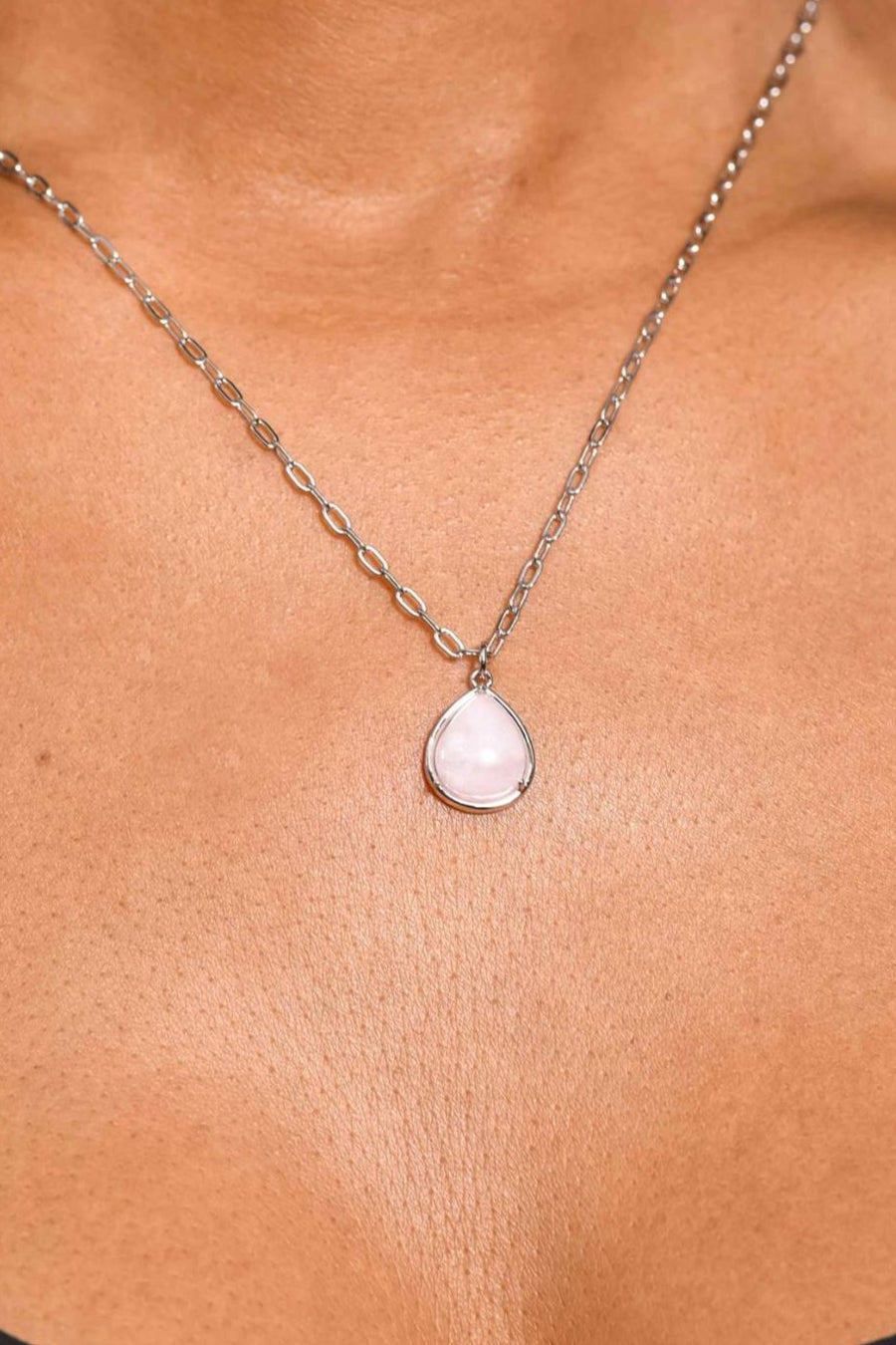 Pure and Simple Semi Precious Teardrop Silver Necklace